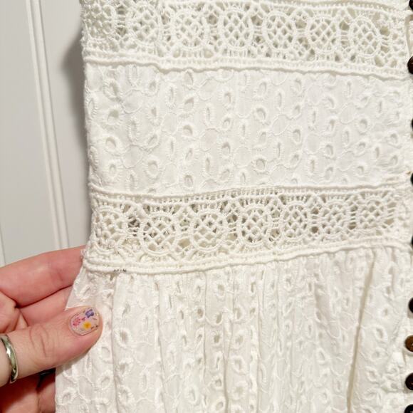 Raga Ariana White Eyelet Lace Midi Dress Cottage Wedding Size Small - Picture 4 of 7